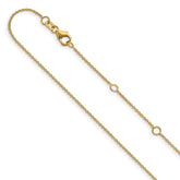 14k Yellow Gold 1.10mm Round Cable 2in+2in Adjustable Chain